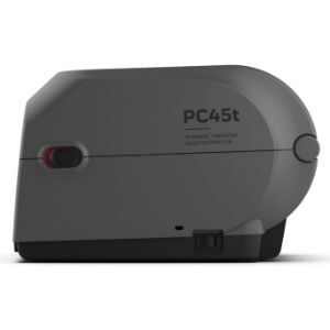 Seitliche Ansicht des Honeywell PC45t, ein führender Desktop Barcodedrucker für Thermotransferdruck