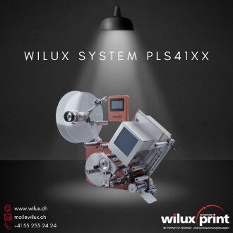 WILUX System PLS41xx mit WLS-III-Etikettierkopf und Inline-Thermotransferdrucker für industrielles Drucken und Spenden
