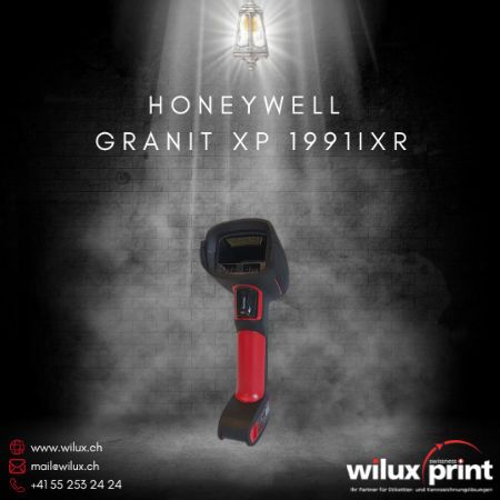 Honeywell Granit XP 1991iXR kabelloser Barcode Scanner mit Bluetooth, ideal für Industrie und Logistik, robustes Design, widersteht Stürzen aus 3 Metern Höhe, IP67-Schutzart gegen Staub und Wasser.