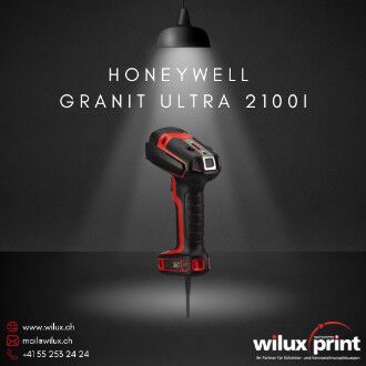 Honeywell Granit Ultra 2100i – Seitenansicht links mit Area-Imager Scankopf. Kabelgebundener Industrie-Scanner, Nachfolger Granit XP 1990iXR