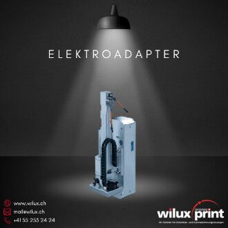 Elektroadapter EA am WILUX System PLS41xx für präzise Etikettierung im Stillstand mit elektrischer Hubsteuerung