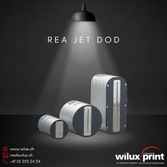 REA JET DOD 2.0 Schreibköpfe für industriellen Grossschrift Tintenstrahldruck mit variabler Höhe und Düsenanzahl.
