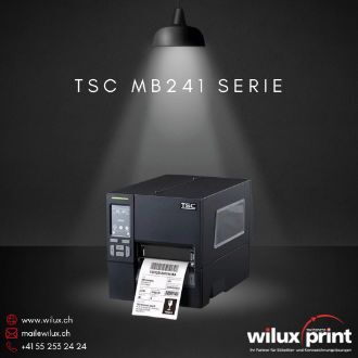 TSC MB241 Serie Industrie-Etikettendrucker mit Farb-Touchscreen, ideal für hohe Volumen, unterstützt Thermotransfer- und Thermodirektdruck in industriellen Anwendungen.