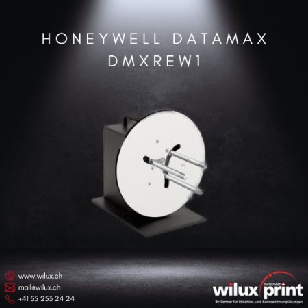 Der Honeywell Datamax DMXREW1 Etiketten-Auf-/Abwickler, ideal für Etikettenverarbeitung, ausgestattet mit Constant Adjustable Torque™-Technologie, sorgt für reibungsloses Auf- und Abspulen von Etiketten.
