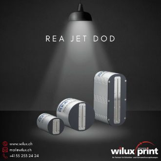 REA JET DOD Schreibköpfe in verschiedenen Grössen für industrielle Grossschriftkennzeichnung.