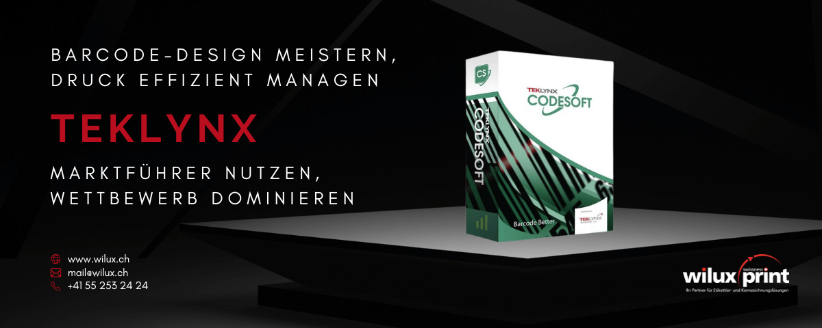 Abbildung der TEKLYNX CODESOFT Softwarebox, die innovative Lösungen für Barcode-Design und Druckverwaltung bietet. Sie optimiert Etikettierungsprozesse mit fortschrittlicher RFID- und Barcode-Technologie.